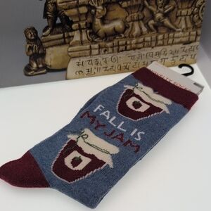 Fall Is My Jam Women's Socks - Blue and Burgundy